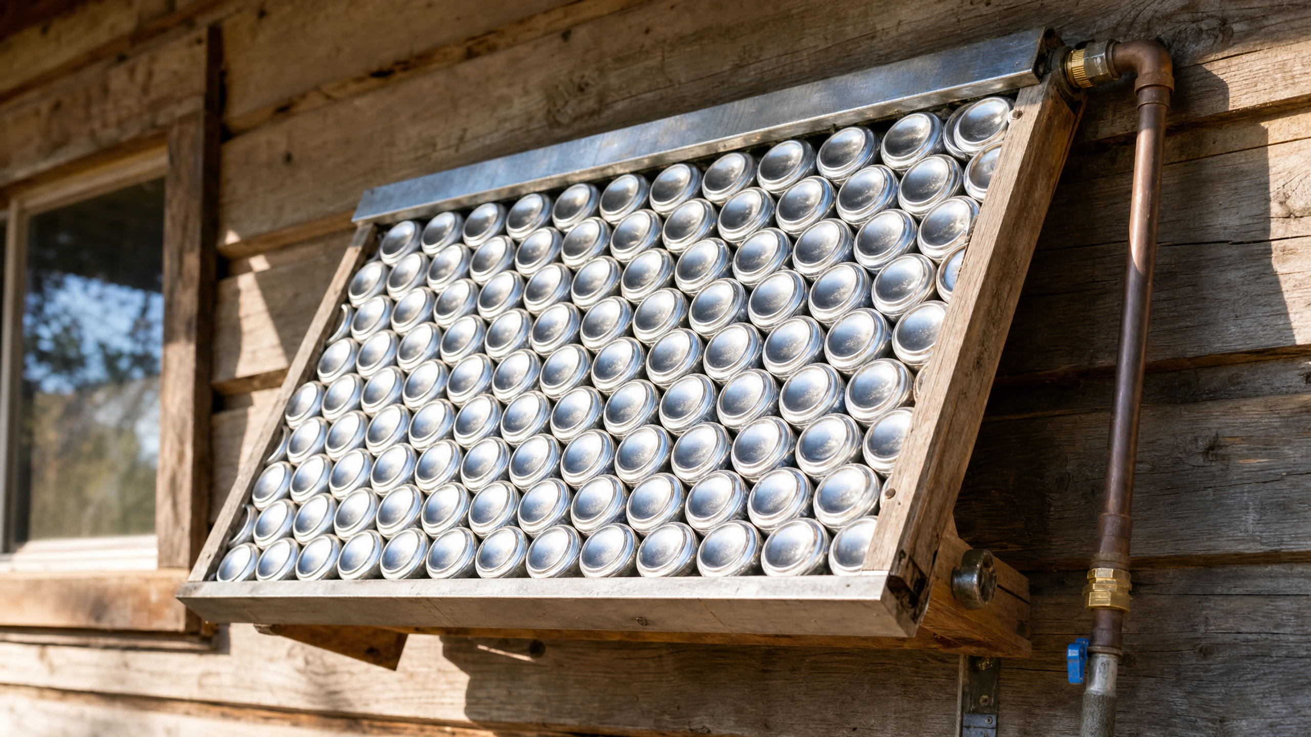 Calentador solar casero hecho con latas recicladas